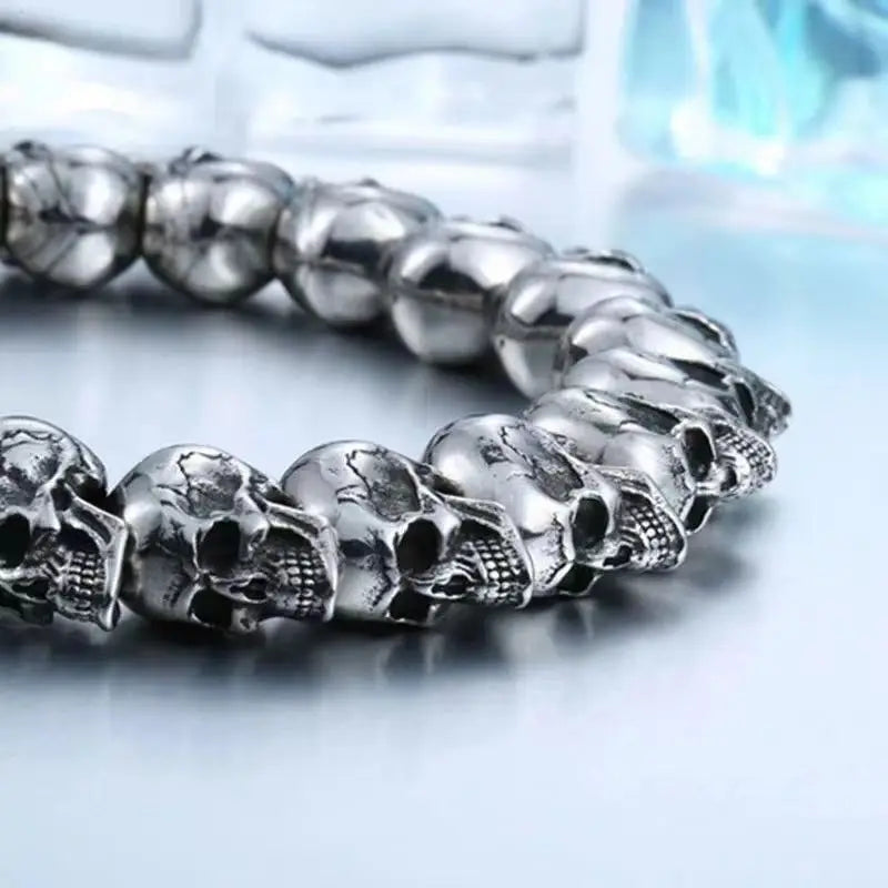 Boho Punk Gothic Skull Bracelet – Men's Retro Rock Beaded Party Accessories