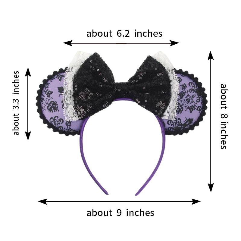 2024 Mickey Mouse Ear Headband Chip and Dale Bow Sequin Hairband Women Hair Hoop Birthday Gifts Adult/Child Cosplay Accessories