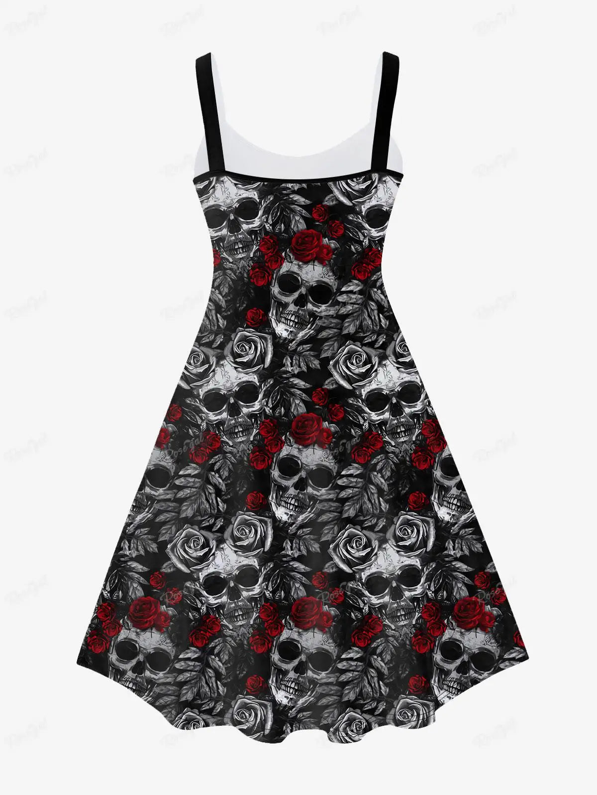 Gothic Printed Sleeveless Dress Women's Plus Size Skull Rose Graphic Dresses Up To 5XL