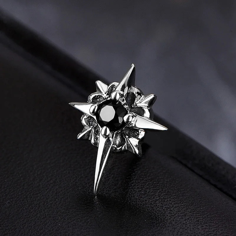 1Pair Cross Star Black and White Zirconia Stud Earrings for Women/Men New Pop Punk Gothic Party Jewelry