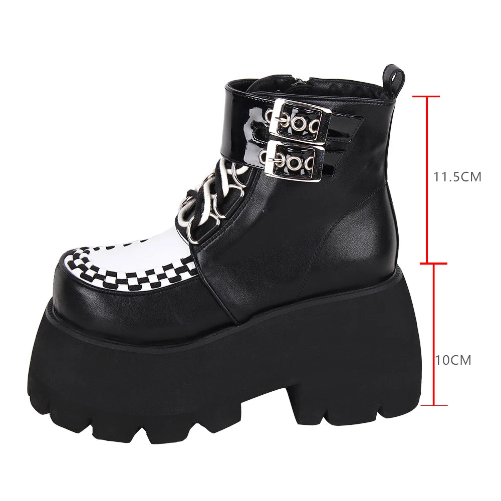 Handmade Mori girl Women motorcycle punk ankle boots lady high heels lolita customizd shoes woman princess dress party pumps 41