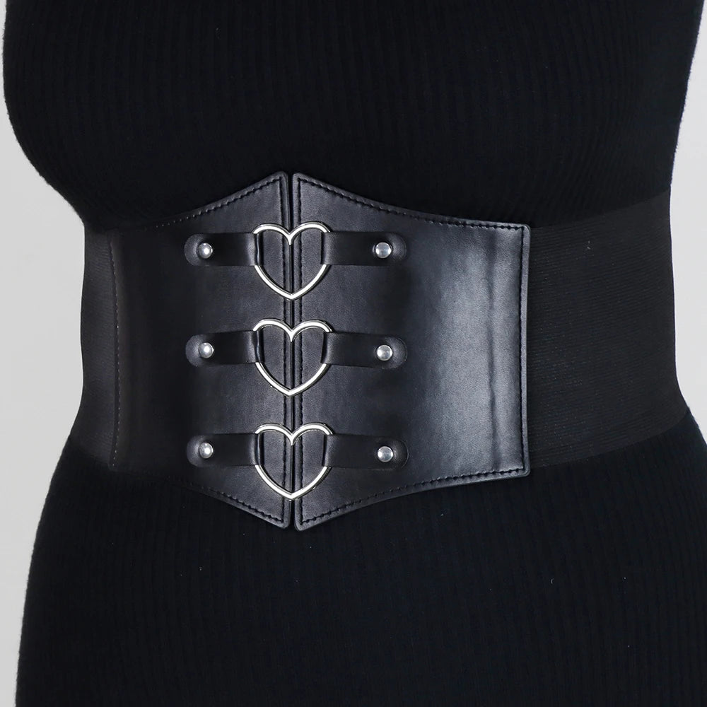 Plus Size XXL Women's Decorative Belt Fashion Corsets Elastic Wide Girdle Luxury PU Leather Belts Gothic Style