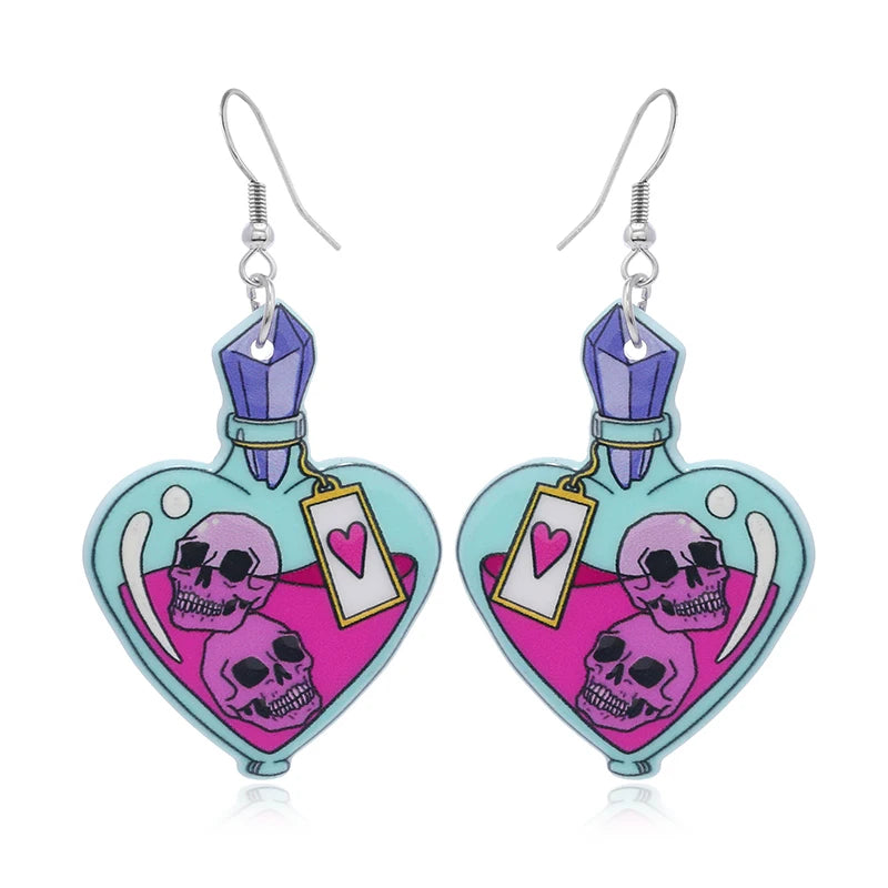 Halloween Skull Head & Bat Earrings – Dark, Funny, and Creative Fashion for Women