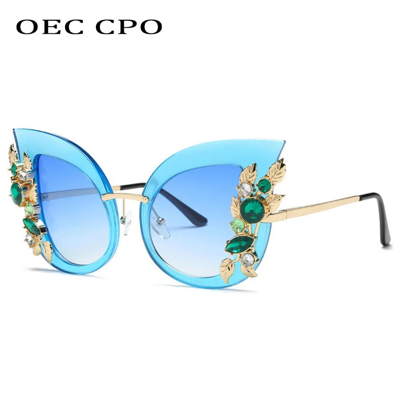 New Steampunk Diamond Sunglasses - Luxury Rhinestone Butterfly Goggles | Female Shades Eyewear