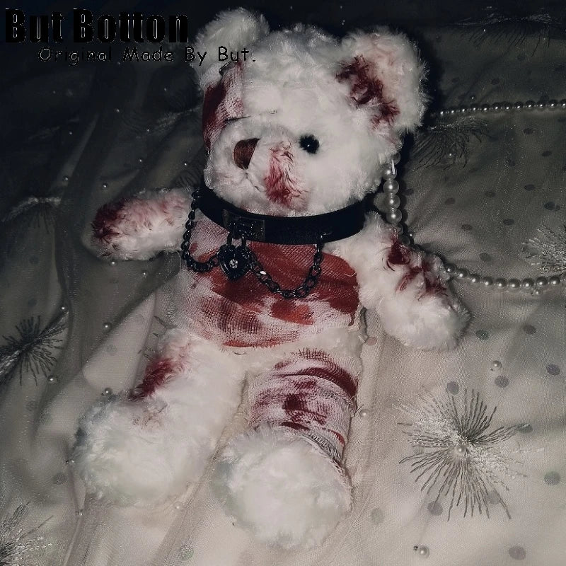 Lolita Goth 90's Throwback Bloody Gauze Soft Plush Teddy Bear Novelty Crossbody Handbag