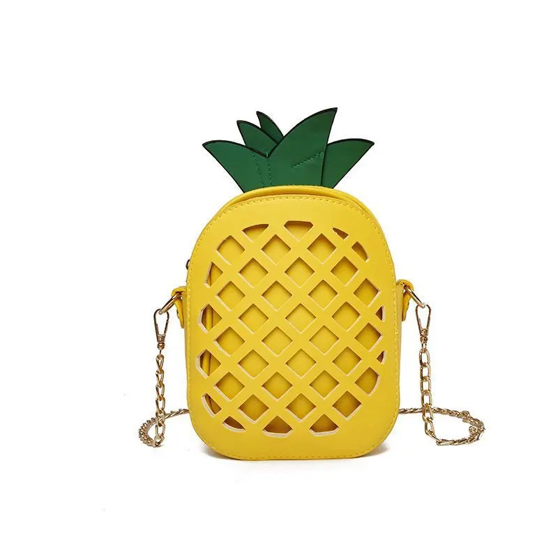 New Designer Women's Pineapple Chain Shoulder Bag - Cute PU Leather Fruit Messenger and Clutch Bag