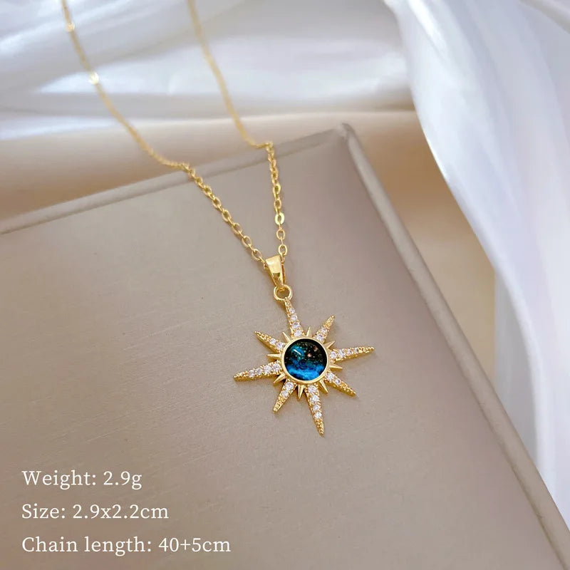 Exquisite Starry Planet Zircon Light Necklace: Luxurious, Versatile Stainless Steel Clavicle Chain for a Gorgeous, Temperament-Enhancing Look