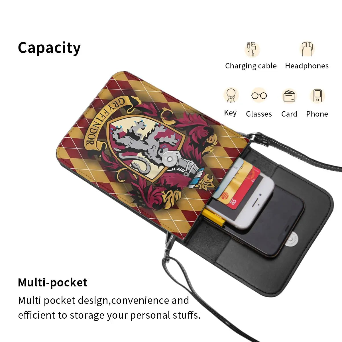 House Badge Shoulder Bag Anime The Boy Who Lived Aesthetic Leather Outdoor Mobile Phone Bag Women Bags