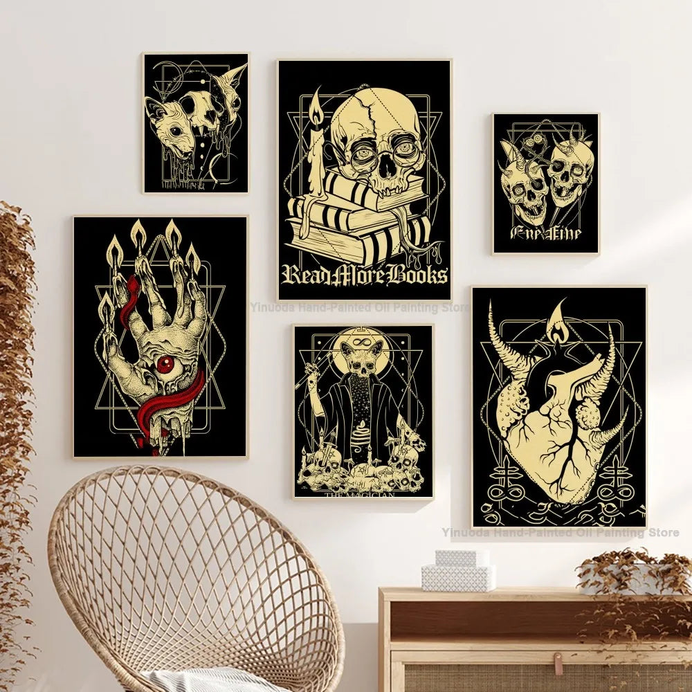 Gothic Skeleton Poster Print for Home, Living Room, Bedroom, Entrance, Bar, Restaurant, Cafe Art Decoration
