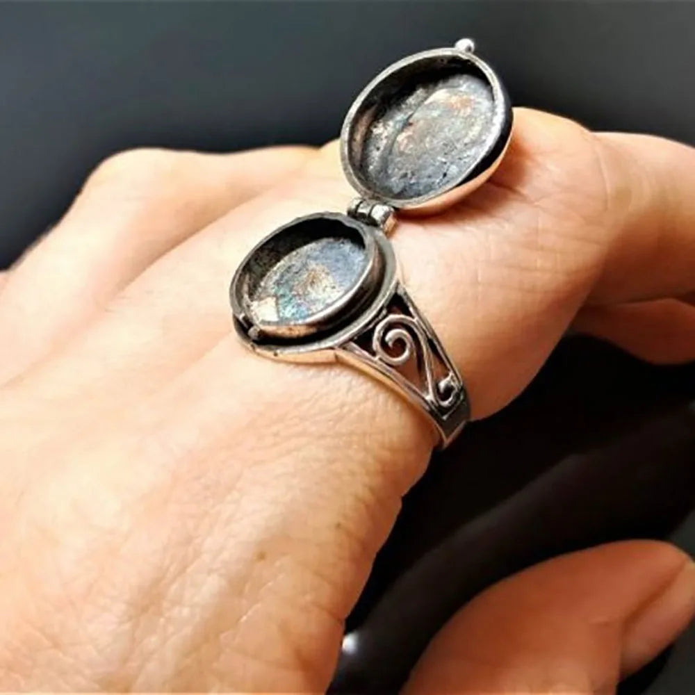 Men’s Punk Vintage Star Moon Flip Box Ring - Fashionable Party Jewelry Gift