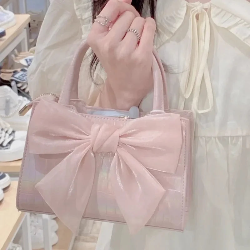 Summer Pink Bowknot Clutch Purse: Fashion Women's Handbag, Sweet Girl's Small Square Shoulder Messenger Bag, Ideal for Every Occasion