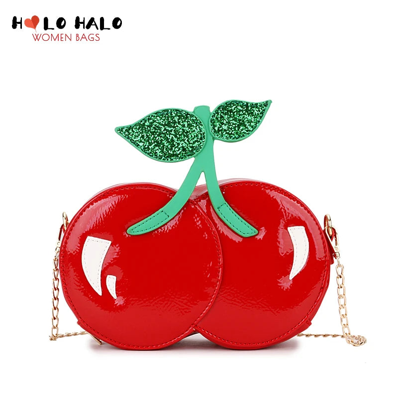 Cute Cherry Shape Chain Shoulder Bag for Women Novelty Purses and Handbags Girls Red Clutch Fun Shape Designer Bag Cross Body