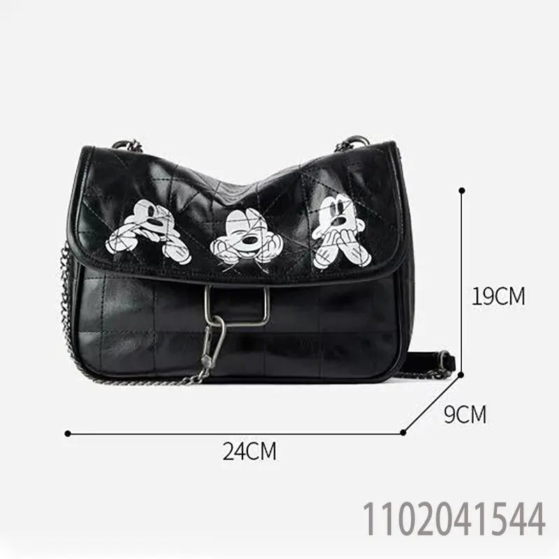 Disney Women’s Mickey Mouse PU Leather Shoulder Bag - Large Capacity Soft Leather Bag for Women