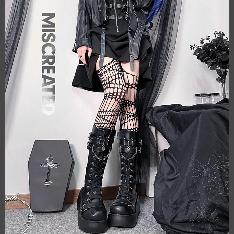 Metal Buckle Chunky Platform Punk Boots - Women’s Gothic Knee High Cosplay Shoes