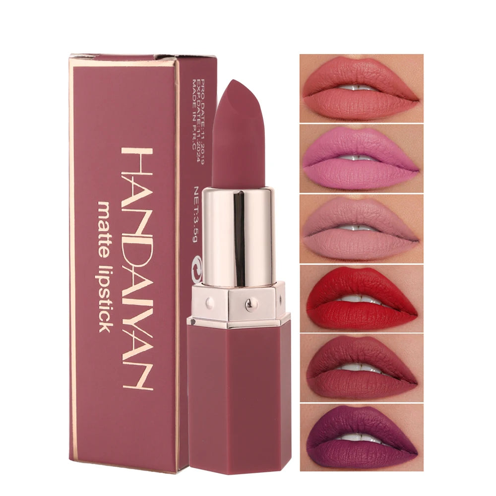 6-Colors Matte Lipstick – Long-Lasting, Non-Fading Velvet Finish, Waterproof & Smudge-Proof Lip Colors