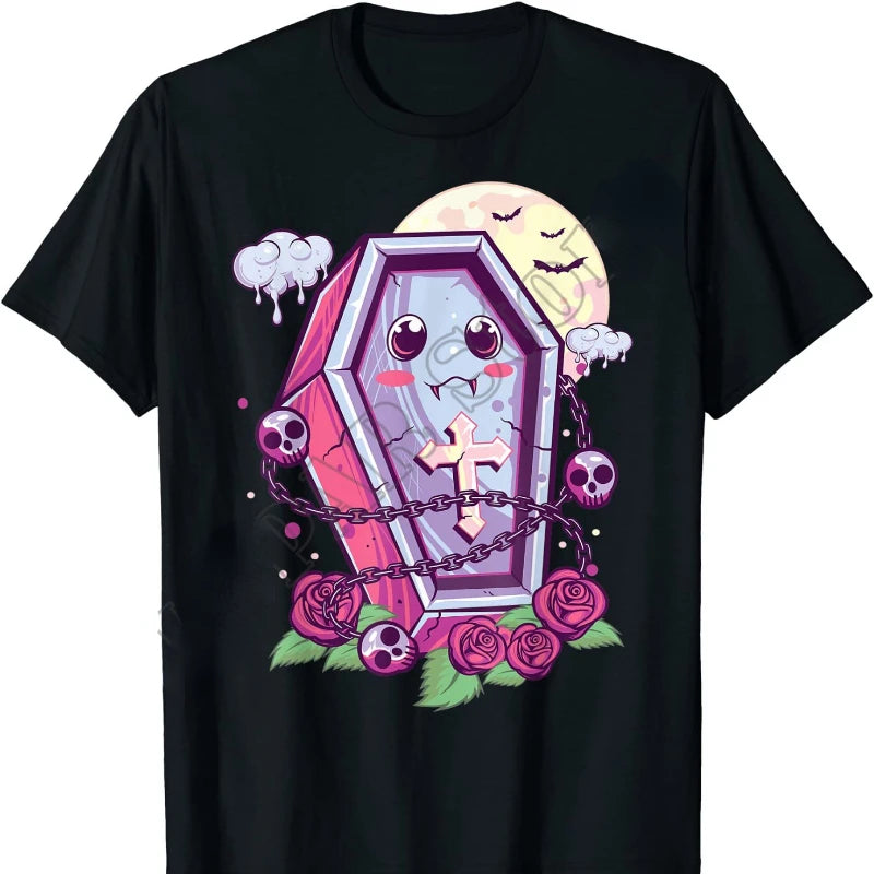 Funny Graphic T-Shirts - Kawaii Pastel Goth, Cute Creepy Coffin Occult Nu Goth Vintage T-Shirt