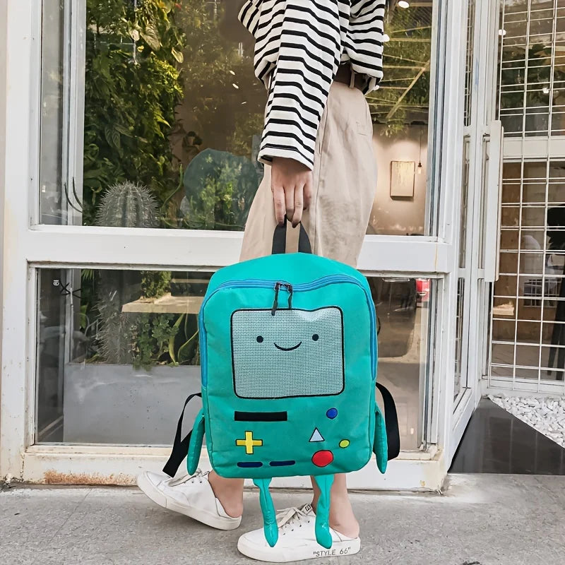 Creative Robot Design Backpack - Funny Games Console Pattern Canvas Backpack for Women, Cute Cartoon Travel Bag