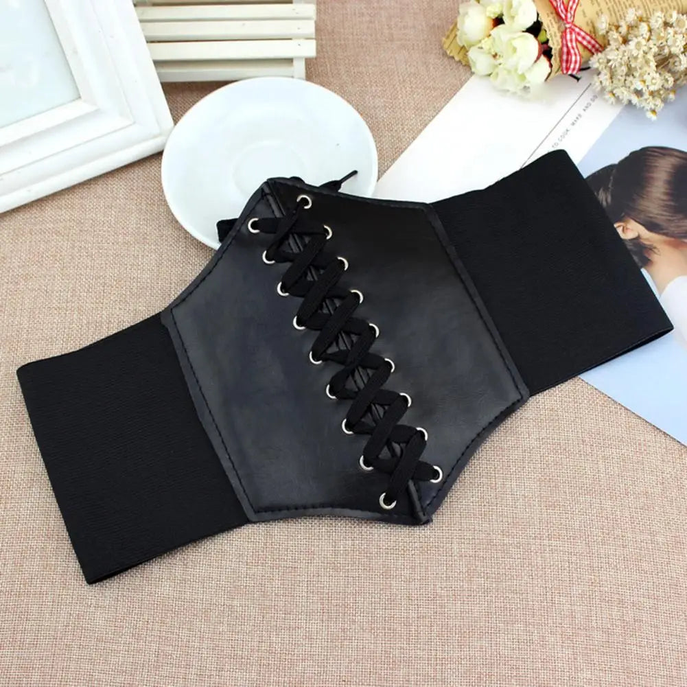 Fashion Corset Wide Belts Faux Leather Slimming Body Shaping Girdle Belt for Women Elastic Tight High Waist for Daily Wear