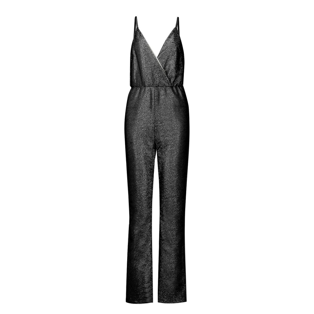 Elegant Sleeveless Sequined Jumpsuit – Shiny Backless Wide Leg Pants, Sexy Slim Fit