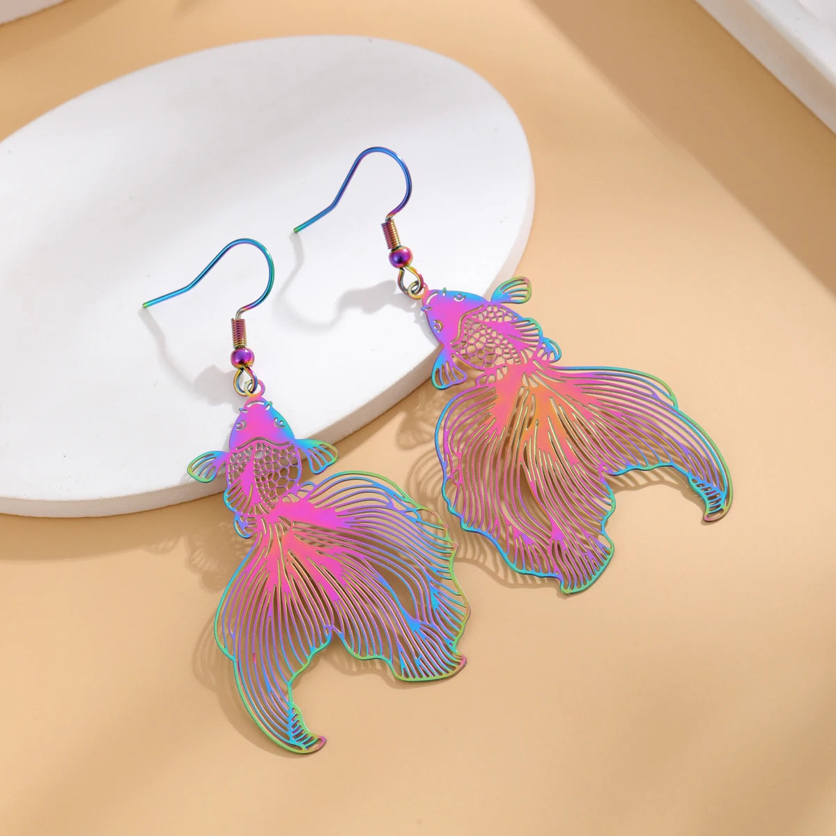 1 Piece Fashion Hollow Colorful Goldfish Earrings – Ideal Gift Jewelry