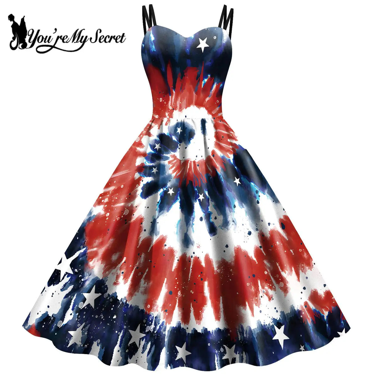 [You're My Secret] Tie-Dye Party Slip Dress - Women’s Rockabilly Style Fashion