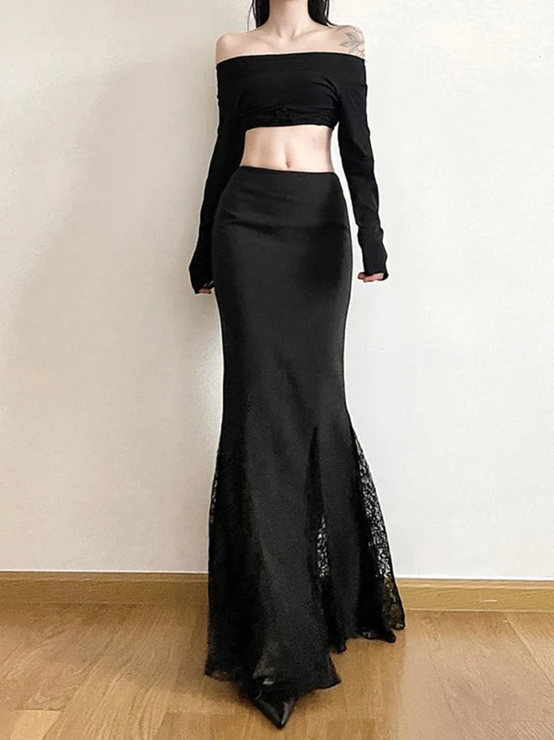 French Black Lace High-Waist Fishtail Skirt - Sexy Elegant Slim Fit Summer Skirt for Women