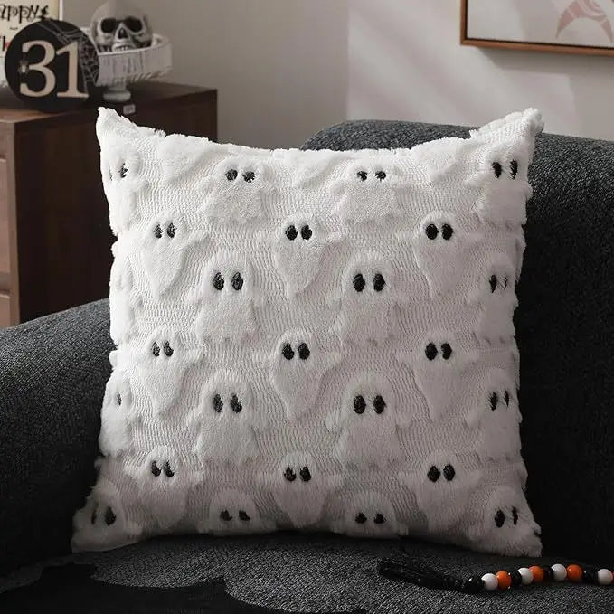 Halloween Ghost Pillow Cover – 18x18 Inch Decorative Throw Pillow Case, Halloween Decoration & Holiday Gift