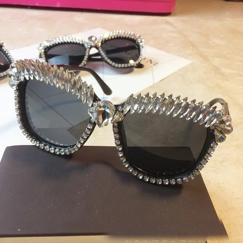 2024 Brand Luxury Square Sunglasses Women | Diamond Crystal Rhinestone Sun Glasses Shades Cat-eye