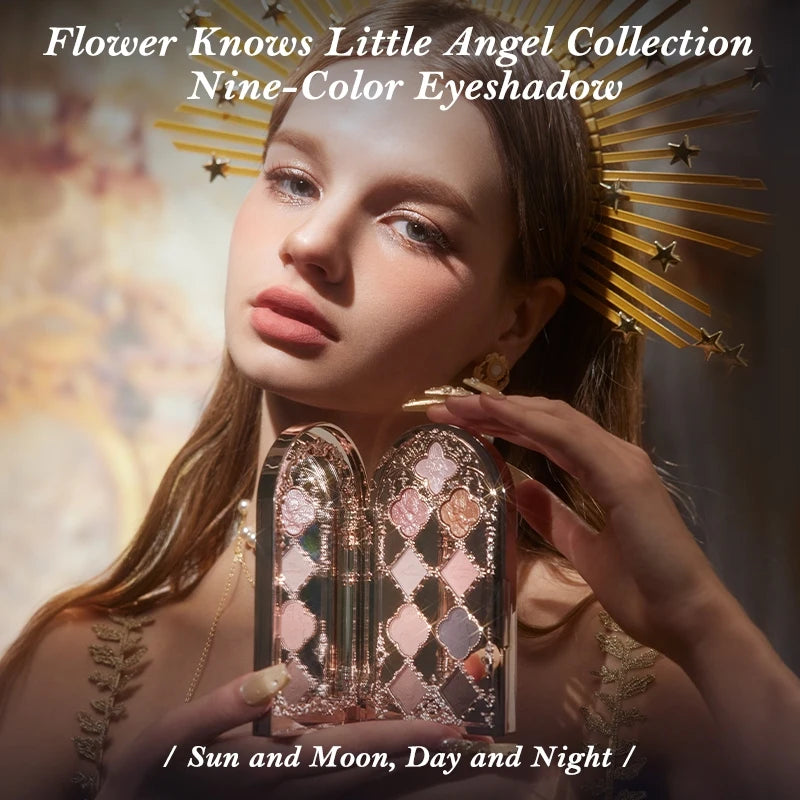 Flower Knows Eyeshadow Palette Little Angel Collection Exquisite 9Colors Delicate Matte Glow Shimmer Combination Makeup