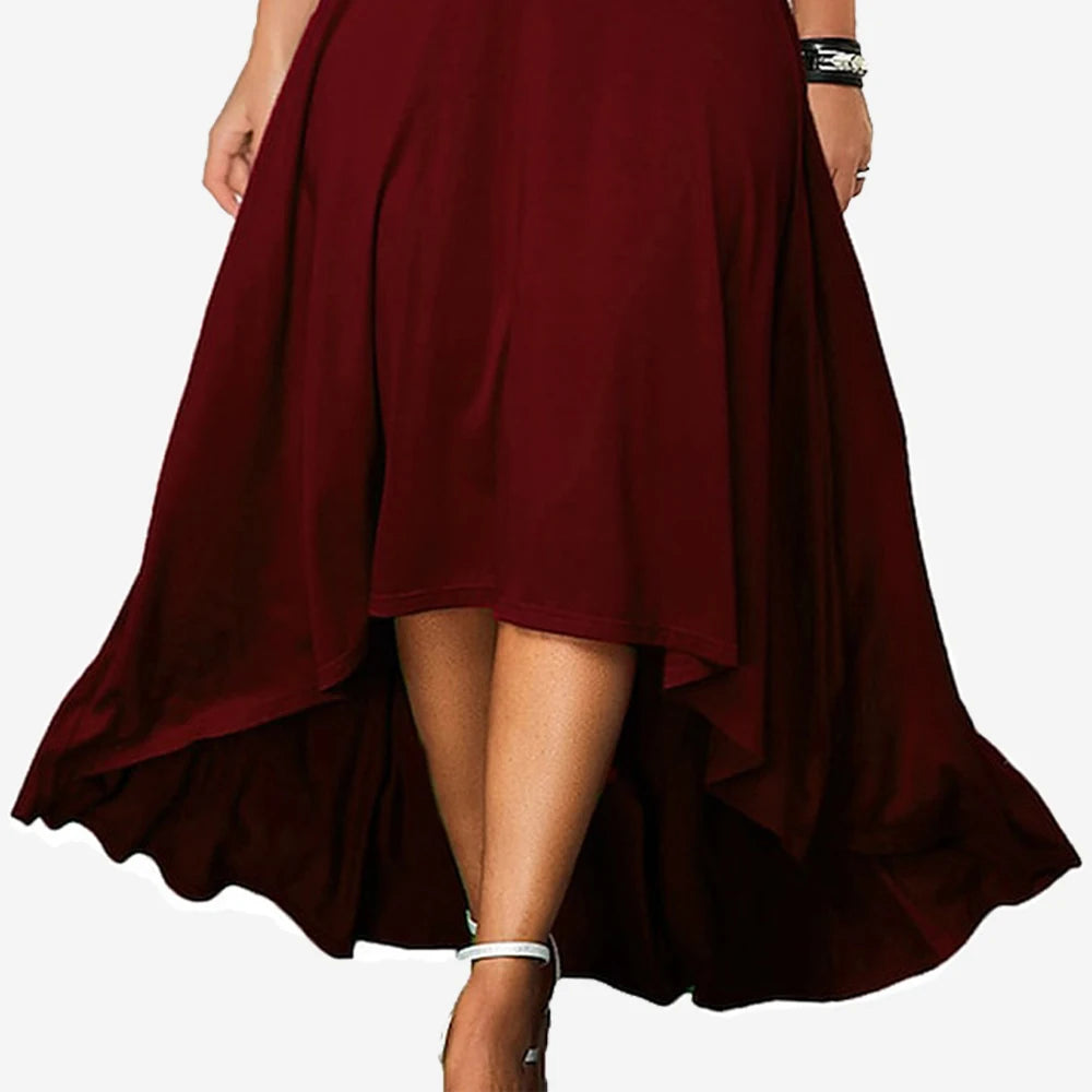 Women’s V Neck Cold Shoulder Midi Dress | Ladies Cocktail Party Gown | Swing Dresses Evening Formal Plus Size Clothing