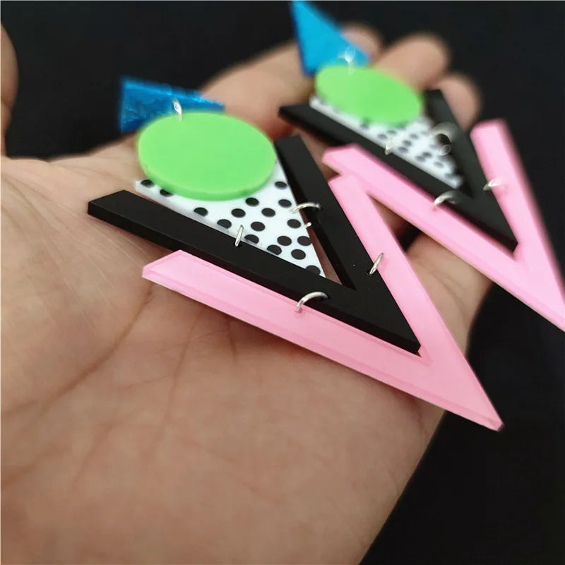 KUGUYS Colorful Geometric Large Drop Earrings | Fashion Jewelry Accessories for Women and Girls