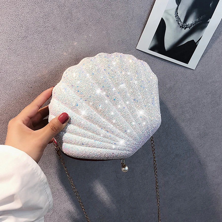 Mini Shell Crossbody Bag - Character Rhinestone Shoulder Bag for Parties or Everyday Use