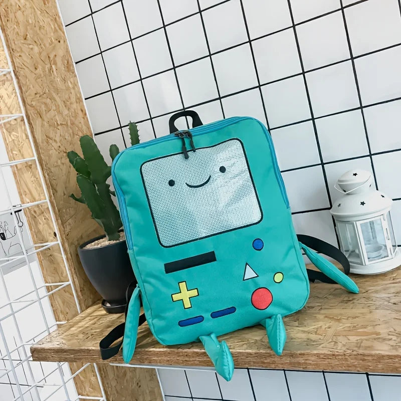 Creative Robot Design Backpack - Funny Games Console Pattern Canvas Backpack for Women, Cute Cartoon Travel Bag