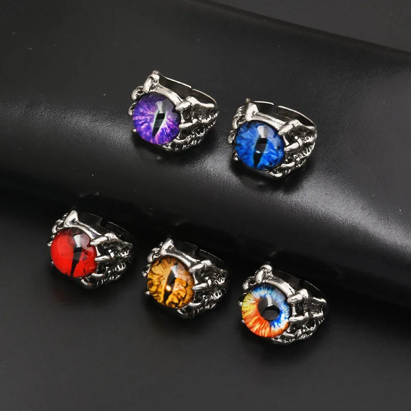 New Retro Jewelry Rings Gothic Rings Unisex Punk Skull Rock Hip Hop Adjustable Gift Jewelry Evil Eye/Dragon Claw