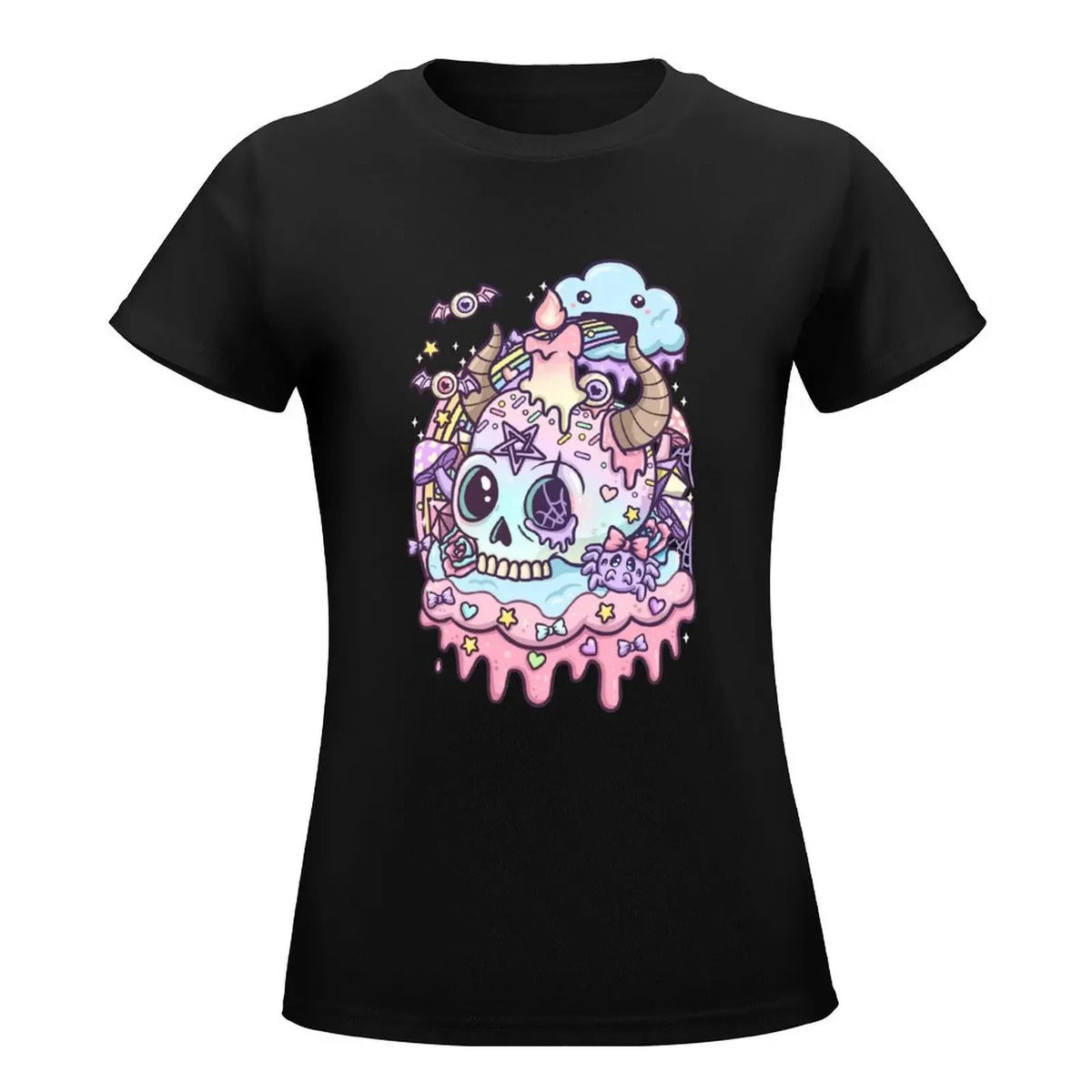 Pastel Goth Skull Kawaii T-Shirt | Plus Size Women’s Blouse | Spring 2024 Fashion