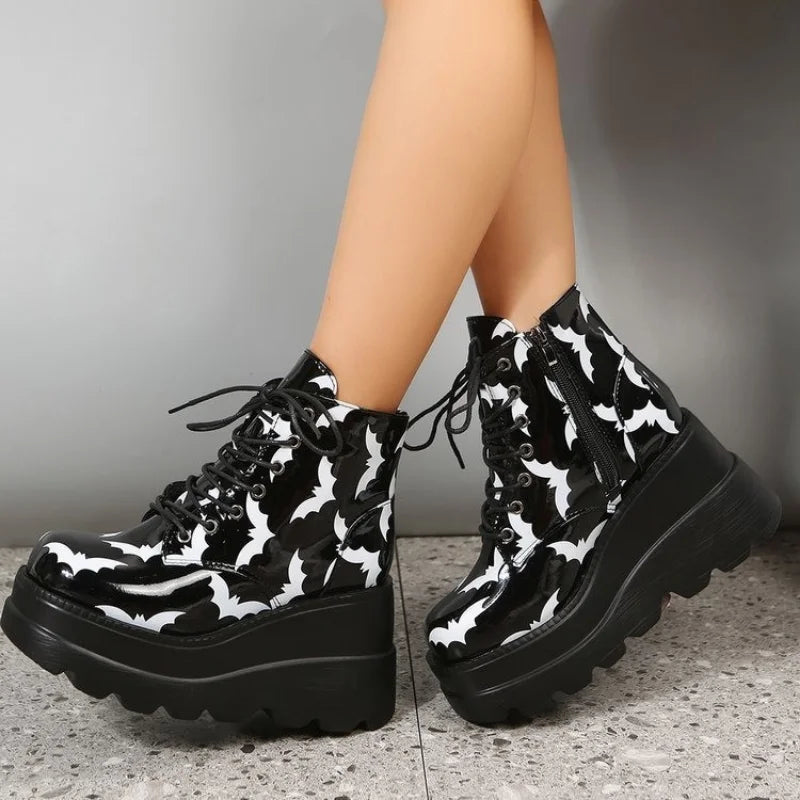 New Women's Gothic Black Ankle Boots - Short Tube Ladies' Ankle Boots