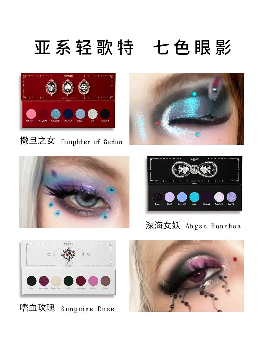 Haggard’s Daughter Of Satan’s Seven Color Eyeshadow Palette - 2023 New Dark Goth, Small Pearl Matte