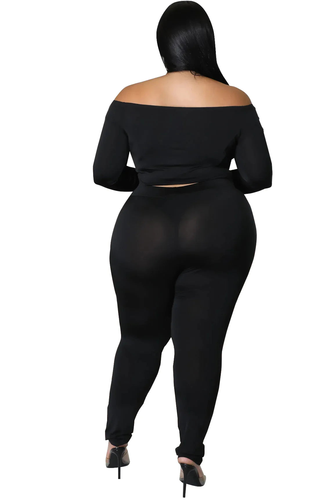 Women's Sexy Club Solid Outfits: Drawstring Crop Top and Bandage Pants Plus Size Two-Piece Sets