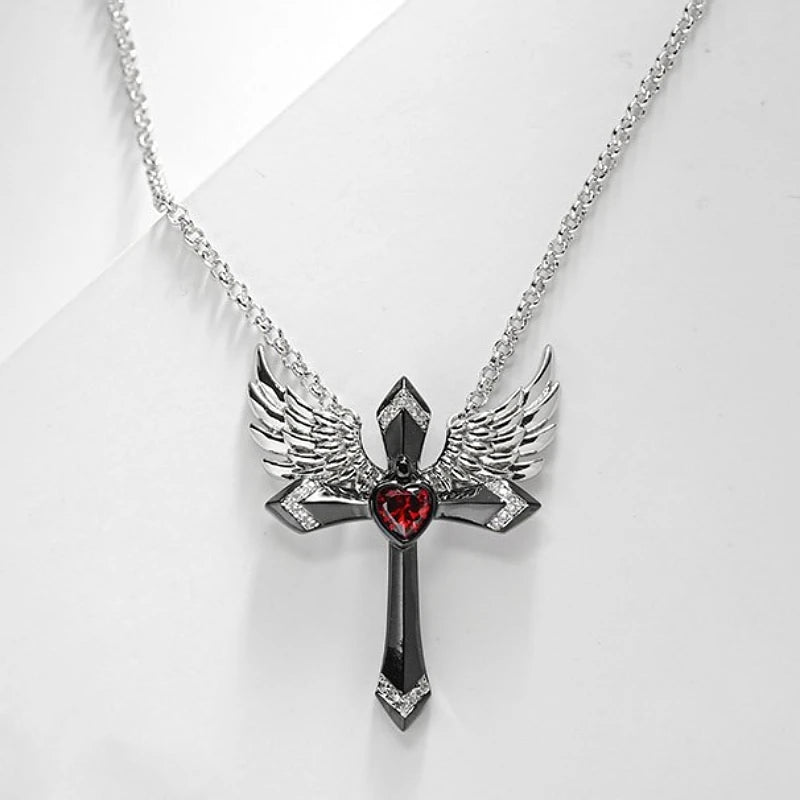 Classic Fashion Angel Wings Pendant Necklace - Elegant Cross Guardian Jewelry Accessory, Perfect for Anniversary Parties and Banquets, Ideal as Gifts