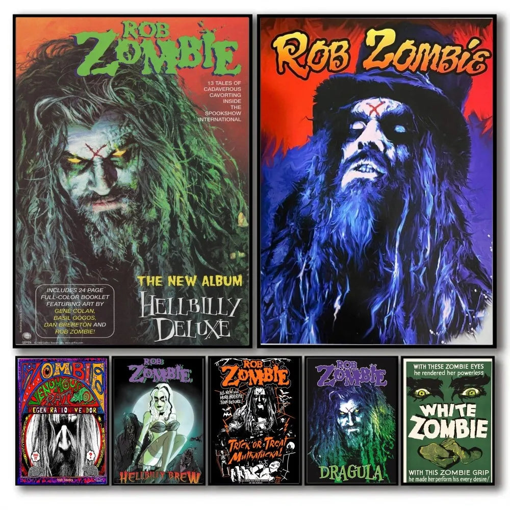 Rob Zombie Canvas Art Poster - Vintage Kraft Paper Wall Art for Club Bar or Bedroom