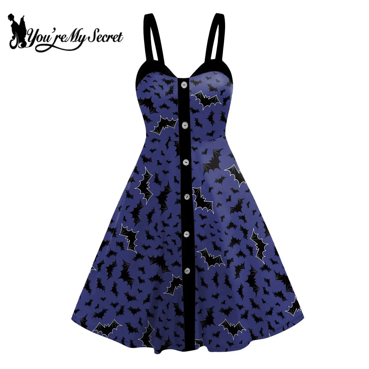 [You’re My Secret] Halloween Vintage Women Dress | Summer 2023 3D Print Scary Gothic Backless Slip Dress