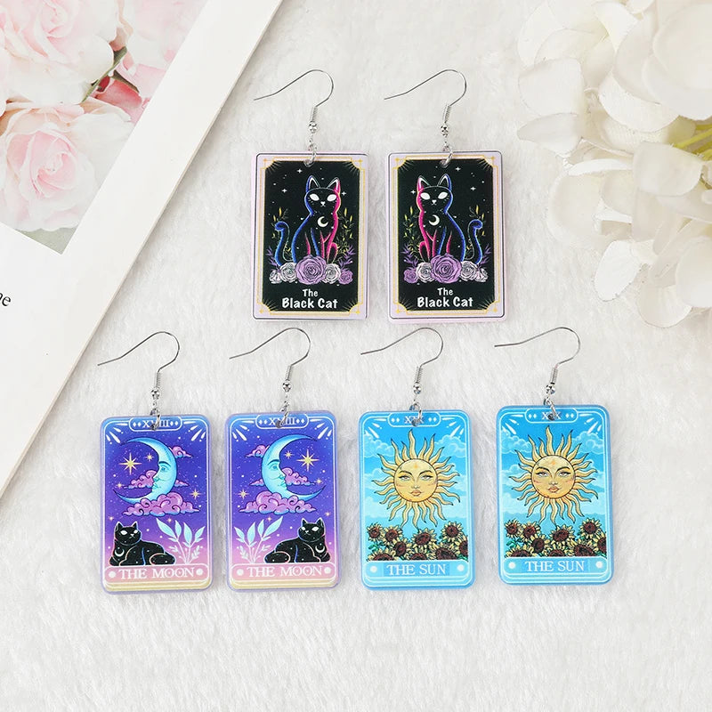 1Pair Women Drop Earrings Tarot Deck Jewelry