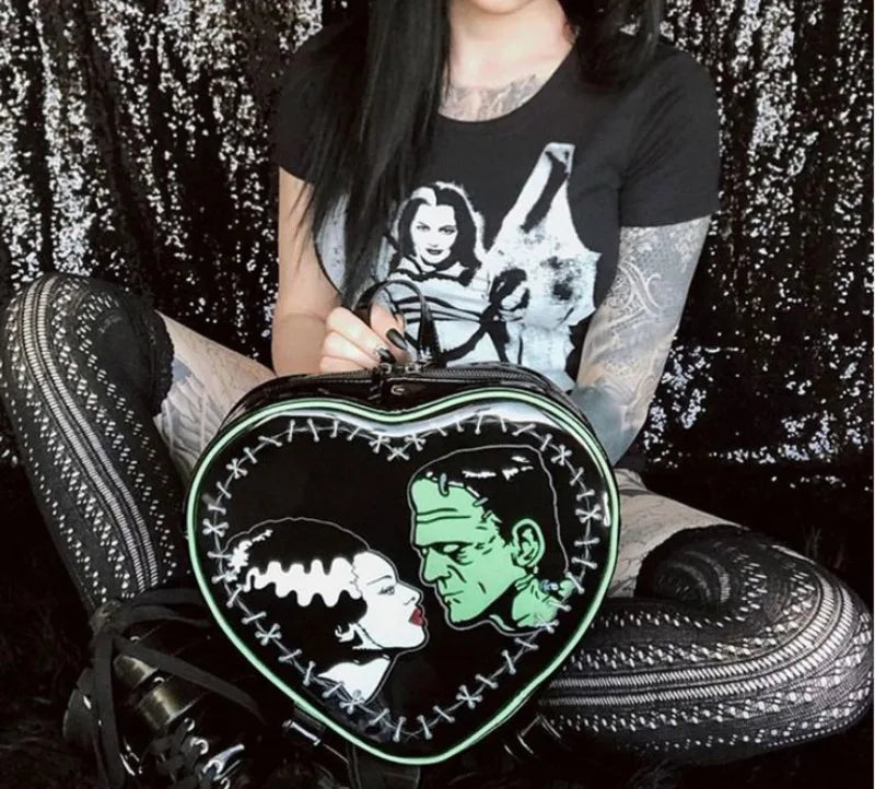 Creature Black Lagoon Backpack Rocky Horror Picture Show Gothic Fashion Heart Shape Backpack Shoulder Bags