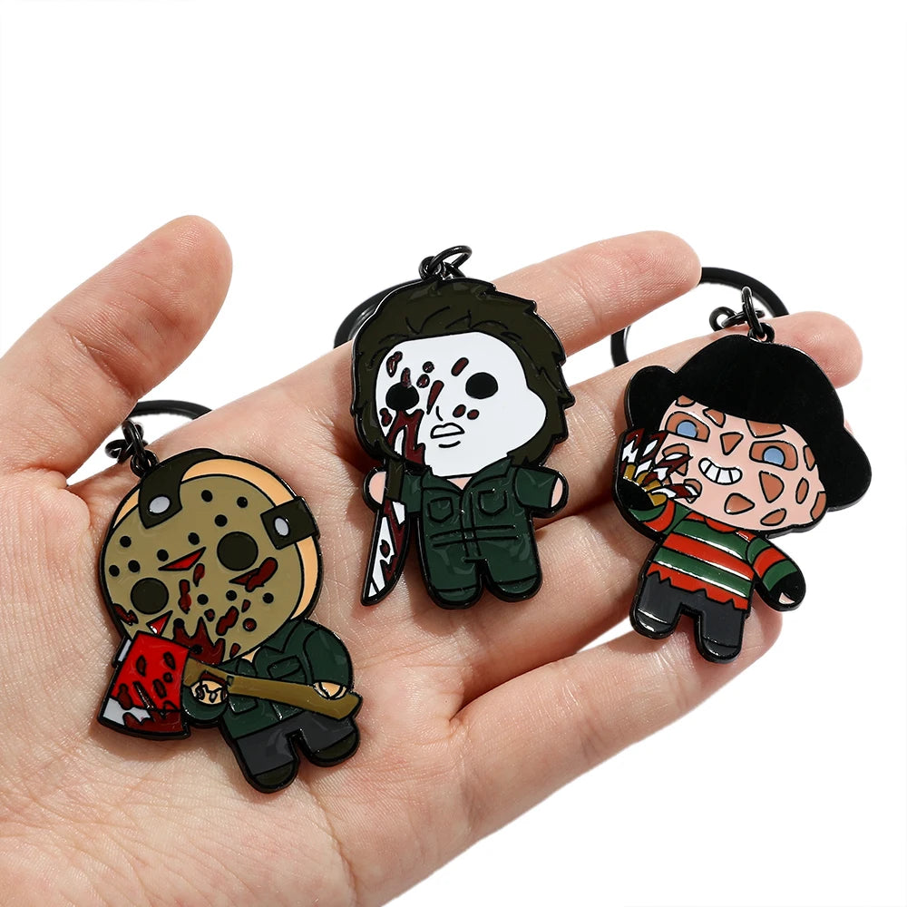 Anime Horror Night Chainsaw Clown Halloween Keychain - Spooky Cartoon Accessory