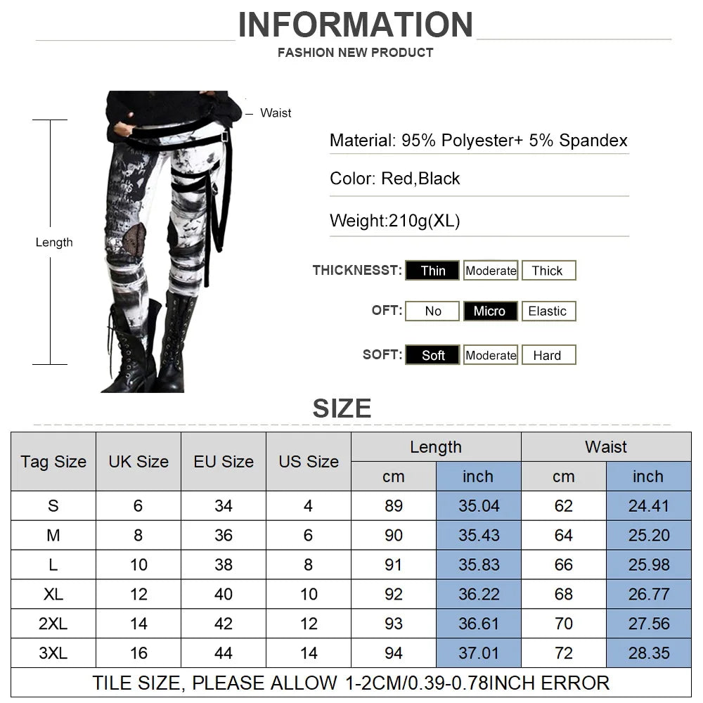 Goth Punk Rock Mesh Tie Bodycon Streetwear Women’s Leggings