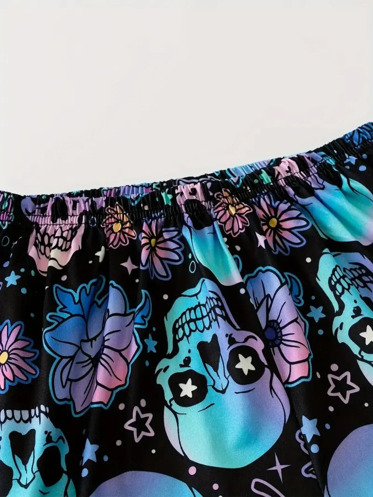 Women's 2pcs Cute Soft Comfy Halloween Pajama Set Summer Plus Size Skull Print Tank Top & Bow Front Shorts Sleepwear Set