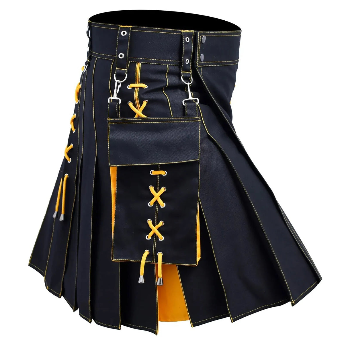 Design Sense Men’s Scottish Kilt – Cosplay Scottish Holiday Dress, Available in Multiple Colors, Traditional Pleated Skirt with Pocket