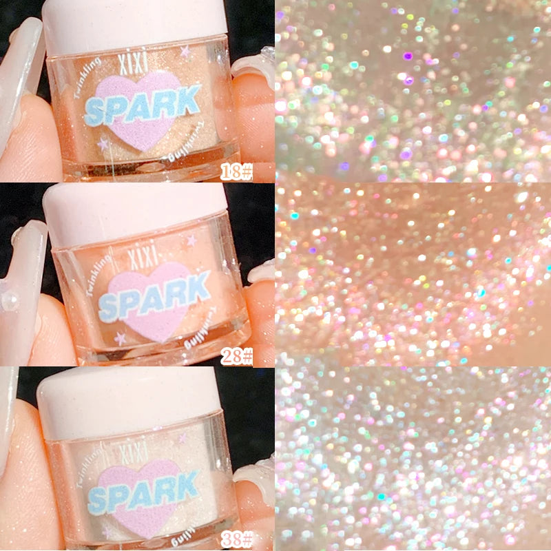 3-Color Sparkling Pearl Highlighter Powder – Diamond Shimmer Eyeshadow for Face & Body, Pearlescent Glitter Makeup