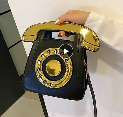 Fun 3D Rotary Telephone Creative Design Handbag - Cute Shoulder Bag, Fashion Leather Woman Bag, Stylish Crossbody Bags