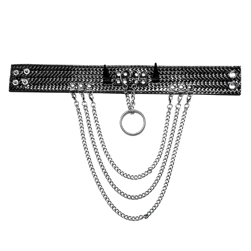 PUNK RAVE Women’s Heavy Metal Rivet Python Grain Choker – Neo-Gothic Party Club Fashion Necklace in 2 Colors